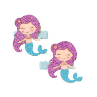 Barrette à cheveux pour enfants en plastique, paillettes brillantes, sirène, montgolfière, dessin animé, chat, clip bec de canard, fête