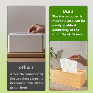 Youlike elegante 100% caja de soporte de pañuelos de bambú con fondo deslizante servilletas de madera decorativas organizador de almacenamiento para sala de estar - Product Image 3