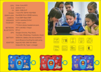 Fábrica al por mayor 7 pulgadas HD Android Kid Tablet PC MTK procesador 128GB memoria táctil capacitiva frontal nuevas características educativas