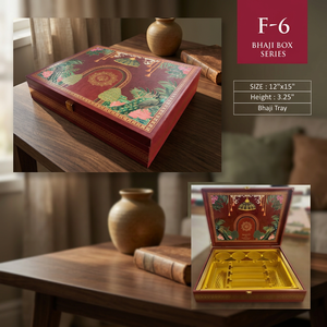 Caja de Almacenamiento de Resina Pintada a Mano, Serie Bhaji Box, 12x15 Pulgadas, Diseño Floral Tradicional, Diseño Artístico, Forro de Satén - Product Image 1
