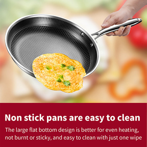 High Quality 304 Stainless Steel Honeycomb Frying <b>Pan</b> Tri-ply Hybrid Bottom Induction Compatible Non-stick Skillet for Kitchen - Product Image 4