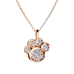 925 nel gümüş 14k altın zirkon sevimli hayvan kedi pençe köpek pençe kolye kolye kadınlar için - Product Image 3