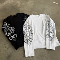T-shirt homme Huili OEM personnalisé en coton épais coupe ample, imprimé sérigraphié vintage, manches longues, motif graphique – Fournisseur
