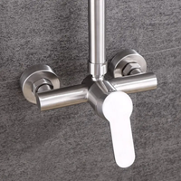 Mitigeur de douche mural moderne à poignée unique, finition chrome, effet pluie, en acier inoxydable 304 brossé, avec cartouche céramique, garantie 5 ans