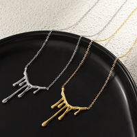 Collier Pendentif Populaire en Acier Inoxydable Plaqué Or, Bijou de Mode Raffiné, Étanche, avec Breloques en Pierre de Lave pour Femme