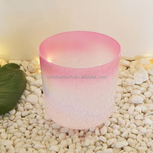 Cuenco de Cuarzo Transparente Q're Healthy And Mascot Mediation, Precioso Cuenco Cantante de Cristal de Cuarzo Color Durazno para Baño de Sonido y Música - Product Image 1