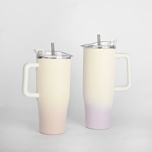 Gradient Ramp 40oz 304 Taza térmica de viaje de acero inoxidable con pajita y Asa Taza termo portátil para coche logotipo personalizable - Product Image 4