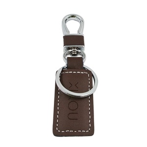 Promotional Wholesale Leather Keyring Accessories Metal Custom logo Leather Keychain Ring with Carabiner