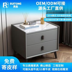 Denlais Nightstand Sintered Stone Top 2 Drawer Electric Bedside <b>Table</b> Modern Bedroom Furniture With <b>Wheels</b> - Product Image 3