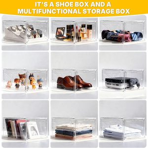 Magnetic Side Drop Open Sneaker <b>Display</b> <b>Case</b> Plastic Stackable Clear - Product Image 2