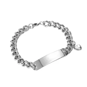 LOORDON Stainless Steel Blank ID Custom Bar Bracelet/Engrave Letter Bracelet Wholesale