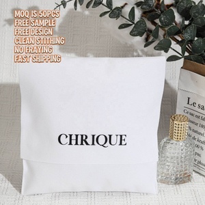 Luxury Small <b>White</b> Velvet <b>Envelope</b> Jewelry Mirror Packing Bag Custom Logo Printed Velvet Earring Bracelet Storage Jewelry Pouch - Product Image 2