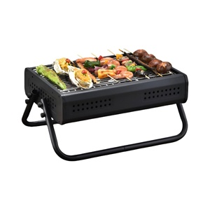 Parrilla de Carbón Plegable de Hierro Fundido |   Parrilla Portátil para Exteriores con Encendido Automático y Superficie Antiadherente para Camping, Preparación de Té y Carne - Product Image 1