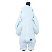 Mascotte gonflable de costume portable en peluche de vêtements de lapin bleu à longues oreilles pour adulte