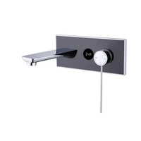 Robinet de lavabo mural moderne en laiton poli avec affichage numérique LED, mitigeur monocommande en céramique pour eau chaude/froide – Offre Spéciale