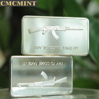 Conception personnalisée artisanat en métal plaqué argent 100 moulins plaqué argent essayer de venir le prendre Ak47 Bar