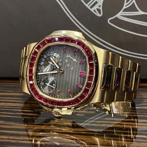 Relojes Mecánicos Automáticos Cuadrados de Oro Rosa con Rubí Personalizados al por Mayor, Reloj de Moissanita, Reloj de Pulsera de Lujo Dorado OEM - Product Image 3