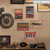 Letrero Metálico de Garaje, Decoración Rústica de Pared con Diseño de Auto Clásico para Garaje, Taller, Cuarto de Hombre, Regalo
