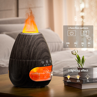 Lampe himalayenne électrique arôme brume fraîche atomiseur d'air humidificateur diffuseur d'arôme de pierre de sel à ultrasons avec décoration de flamme 3D