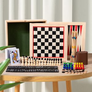 12 en 1 jouet d'échecs en bois table classique jouet dames échecs volants jeux <span class=keywords><strong>de</strong></span> société portables - Product Image 2