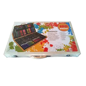 Hoge Kwaliteit Niet-Giftige Kinderen Plastic Geval Aquarel Pen Color Potlood Krijt 42 Pcs Kunst Borstel Set