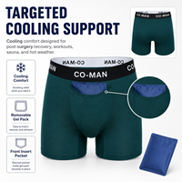 Calzoncillos bóxer personalizables, suaves y transpirables, con bolsillo frontal extraíble para compresa de gel, para recuperación postoperatoria y confort refrescante en sauna.
