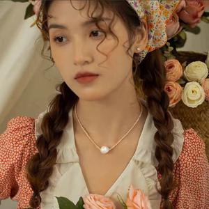 <b>Edison</b> Baroque Pearl Necklace for Women Natural Champagne Pink Zircon Luxurious Clavicle Chain Chic Neck Chain <b>Light</b> Luxury - Product Image 2