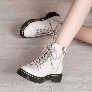 Botines de Piel Vacuna Estilo Británico para Mujer, Forro de Piel, Diseño Sólido, Cuero Genuino, Botines Cortos de Felpa para Otoño e Invierno - Product Image 3