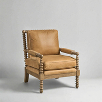 Fauteuil d'appoint moderne rembourré en cuir véritable, fauteuil de détente pour salon, coin détente
