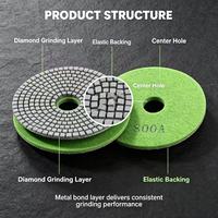 Disques de polissage diamantés humides de 4 pouces avec support élastique pour marbre, granit et sols en béton