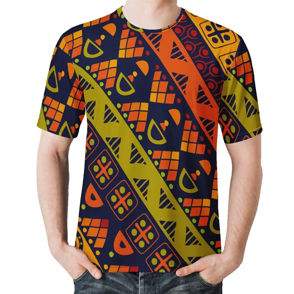 Сублимационная печать, африканская этническая одежда, футболки с логотипом на заказ, печатный логотип, дизайнерская футболка с принтом, черная, желтая