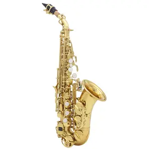 new design exquisite small curved saxophone brass material Bb key silver color soprano saxophone with maintenance of suit