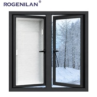 Ventana Abatible Moderna de Aluminio Impermeable Rogenilan, Ventana Exterior de Doble Vidrio Templado, Ventanas Personalizadas para Casas