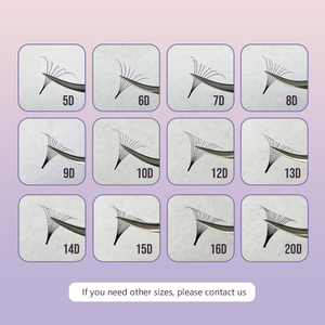 Extensions de cils en éventail pré-fabriquées 14D Promade Volume Fans CC D C Promade Fans Base pointue Mega Loose 0.03 0.05 Plateaux de cils en gros - Product Image 2