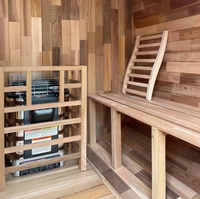 Sauna de Exterior de Alta Calidad, Sauna Tradicional de Vapor Húmedo de Cedro Rojo, Sala de Sauna de Madera