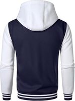 Vente en gros 100% polyester polaire unisexe sport sweats à capuche hommes varsity veste deux tons à capuche varsity bomber veste