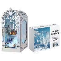 Hamaileon Maison miniature artisanale écologique DIY, insert de bibliothèque en puzzle 3D en bois, modèle de meuble décoratif, jouet