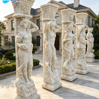 Décoration de jardin, colonnes romaines carrées en marbre blanc faites à la main, sur mesure, pour cimetière et temple