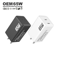 Cargador Gan de 65 W de Fábrica OEM, Tipo C, USB C, Carga Rápida Dual para iPhone, Samsung, Portátil, Adaptador de Teléfono, Cargador PD de 65 W