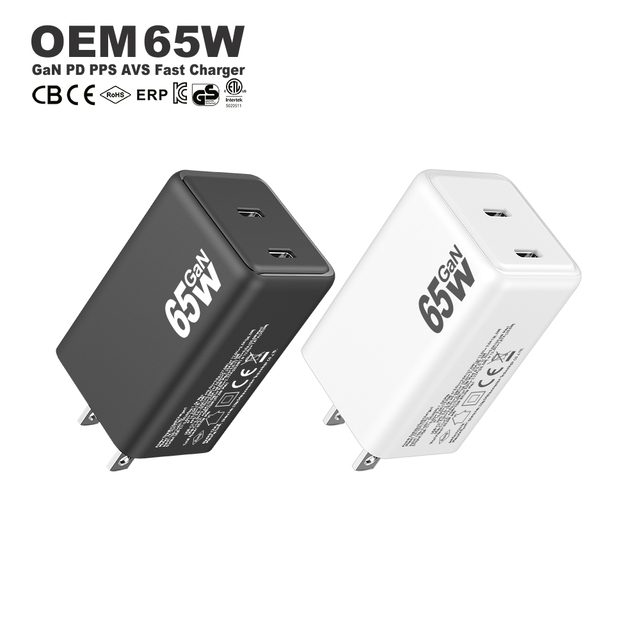 Factory OEM Gan 65W Charger Type c USB C Dual Fast Charging for iphone Samsung Laptop Portable Phone Adapter PD Charger 65W