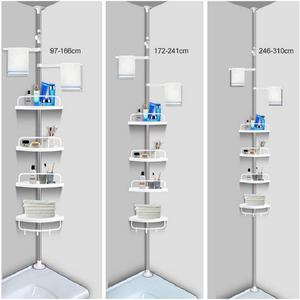 Étagère de rangement d'angle réglable à 4 niveaux pour salle de bain, support de douche télescopique - Product Image 4