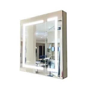 制造现代浴室发光二极管镜子铝背光酒店照明发光二极管镜像药柜