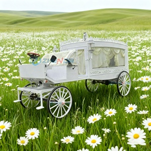 Hearse Funeral Horse Carriage White Funeral Hearse Vehicle Carriage Electric/Horse-drawn Cart Funeral Cart - Product Image 3