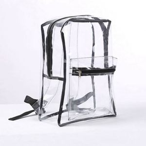 Sac à dos transparent en PVC noir pour femme, tendance et abordable, idéal pour l'école - Product Image 1