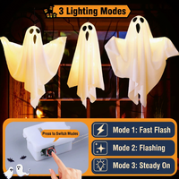 Fantômes suspendus d'Halloween à LED, fantômes volants, 3 modes, alimentés par piles, pour décoration extérieure et intérieure, arbre, cour, véranda, chambre