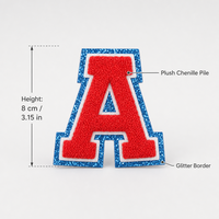 Fabricant de patchs en chenille personnalisés avec lettres, appliques à bordure scintillante pour vestes universitaires, chapeaux, sacs, vêtements, vente en gros
