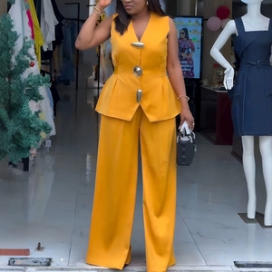 J3179 Boutique, Conjunto Elegante de 2 Piezas <span class=keywords><strong>para</strong></span> Oficina, Estilo Africano <span class=keywords><strong>para</strong></span> Mujer, <span class=keywords><strong>Chaleco</strong></span> sin Mangas, Pantalones Largos, Conjunto de Dos Piezas <span class=keywords><strong>para</strong></span> Damas - Product Image 2