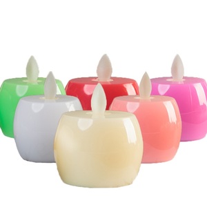 Bougies <span class=keywords><strong>LED</strong></span> en plastique <span class=keywords><strong>pas</strong></span> chères en forme de pomme pour la décoration de la maison Halloween Diwali Ramadan Pâques Nouvel An - Faites à la main Sans fumée Fonctionnant sur piles - Product Image 6