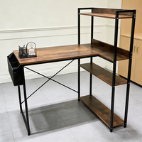 Bureau de travail commercial avec étagère - Table d'écriture et d'ordinateur minimaliste et durable pour la maison ou le bureau