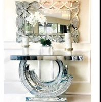 Console d'entrée nordique avec miroir en verre, style luxe léger, table d'entrée murale